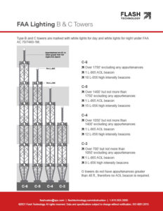 Diagramme illustrant l'éclairage FAA pour les tours de type B et C sous AC 70 / 7460-1L