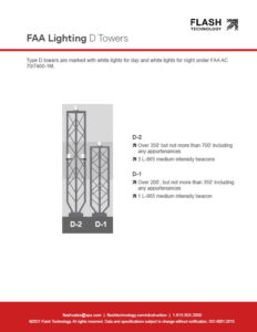 Diagrama que representa la iluminación de la FAA para torres tipo D bajo AC 70 / 7460-1L