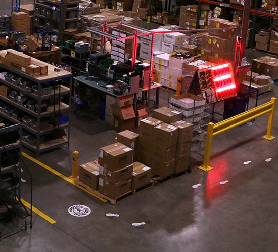 Flash employs pedestrian and forklift traffic lanes as well as padded rubber matting to alleviate joint stress and the chance for electric shock in our manufacturing production lines.