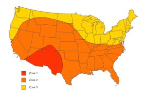 Zones solaires aux États-Unis