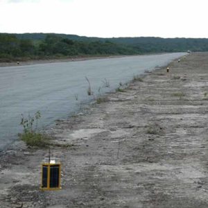 A704 white runway edge lights at Great Harbour Airport