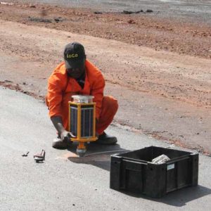 An airport employee installs an A704 at Akanu Ibiam International Airport in Enugu, Nigeria