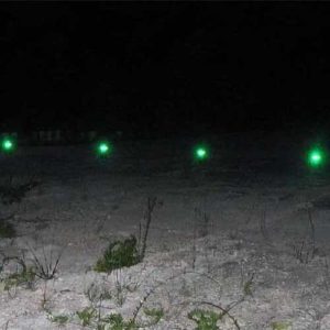 Green airport lighting at New Bight Airport in the Bahamas