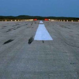 Runway lights at Staniel Cay Airport in the Bahamas