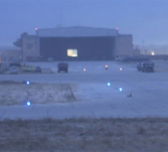 portable airfield lights at a USMC air base