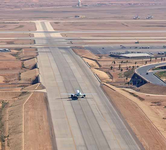 A runway at King Khalid International Airport