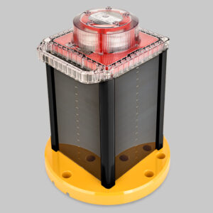 This OL800 solar LED red obstruction light casing houses both the large and standard models